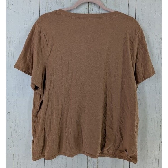 A New Day Size XXL‎ Brown Cotton V Neck Short Sleeve Womens Top - Picture 8 of 8